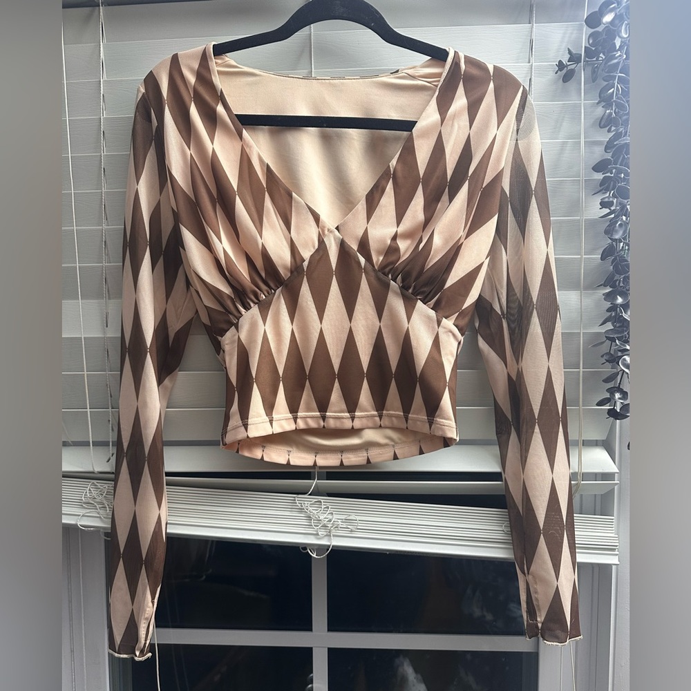 FOREST INK MED HARLEQUIN B NECK TOP NIB
